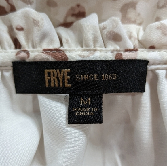 Frye white tan & brown long sleeve button up dress M - Picture 8 of 10